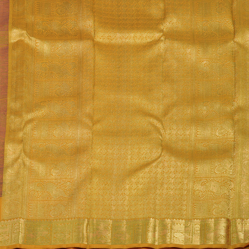 Hayagrivas Handloom Chocolate Brown Kanjivaram Silk Saree with Orange Border BE813-SBS