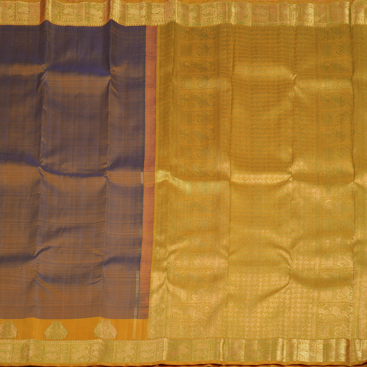 Hayagrivas Handloom Chocolate Brown Kanjivaram Silk Saree with Orange Border BE813-SBS