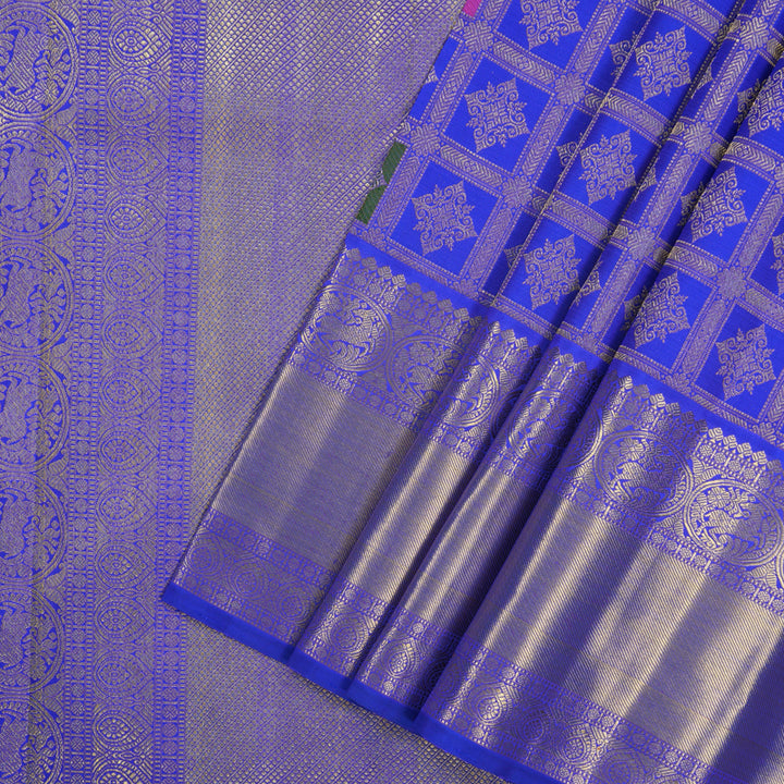Hayagrivas Handloom Multicolour Checks Kanjivaram Silk Saree with MS Blue Border BE814-SBS
