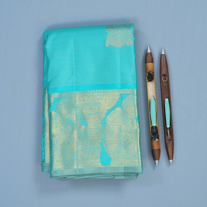 Hayagrivas Handloom Sky Blue Kanjivaram Silk Saree BE815-SBS