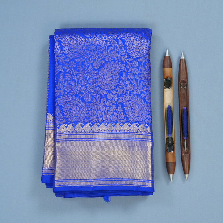 Hayagrivas Handloom MS Blue Kanjivaram Silk Saree BE816-SBS