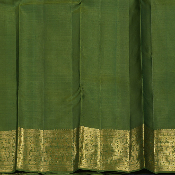 Hayagrivas Handloom Mambazham Orange Kanjivaram Silk Saree with Olive Green Border BE817-SBS