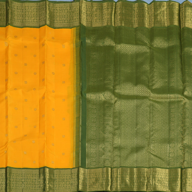 Hayagrivas Handloom Mambazham Orange Kanjivaram Silk Saree with Olive Green Border BE817-SBS