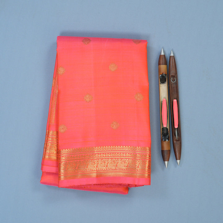 Hayagrivas Handloom Bright Peach Pink Kanjivaram Silk Saree BE818-SBS