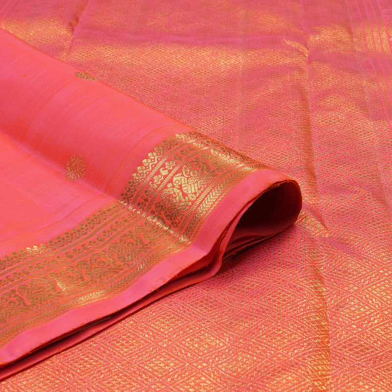 Hayagrivas Handloom Bright Peach Pink Kanjivaram Silk Saree BE818-SBS