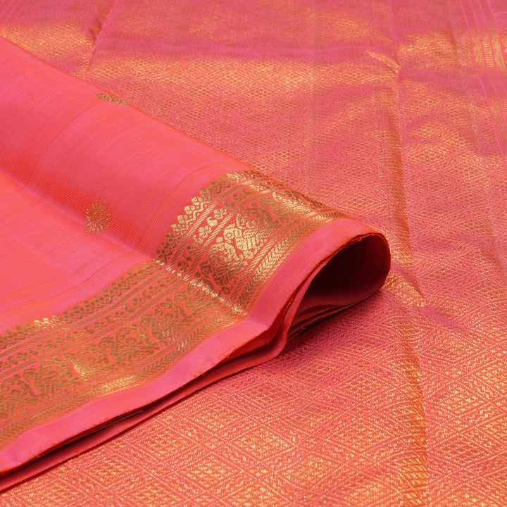 Hayagrivas Handloom Bright Peach Pink Kanjivaram Silk Saree BE818-SBS