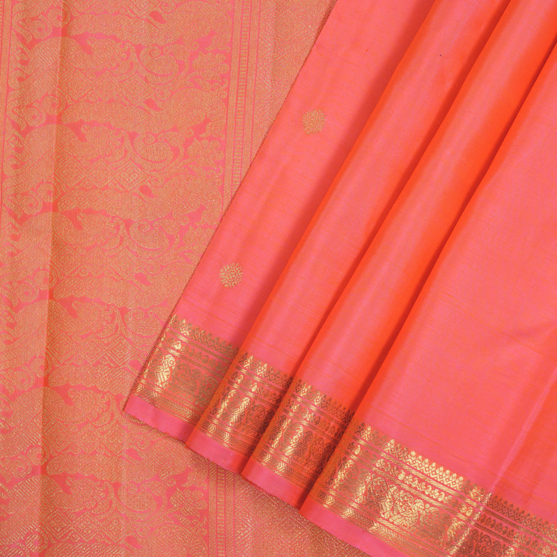 Hayagrivas Handloom Bright Peach Pink Kanjivaram Silk Saree BE818-SBS