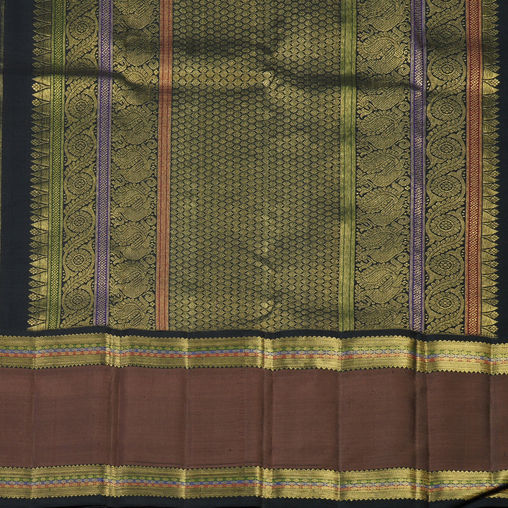 Hayagrivas Handloom Peach Pink Kanjivaram Silk Saree with Chocolate Brown Border BE823-SBS