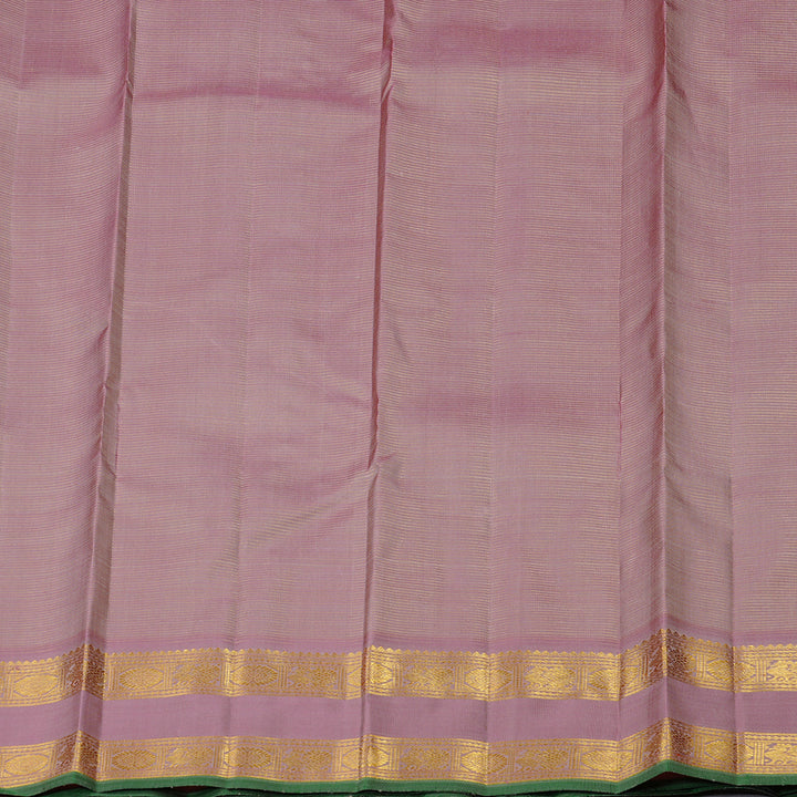 Hayagrivas Beige Handloom Kanjivaram Silk Saree with Ganga Jamuna (Onion Pink And Sky Blue) Border BE9-SBS