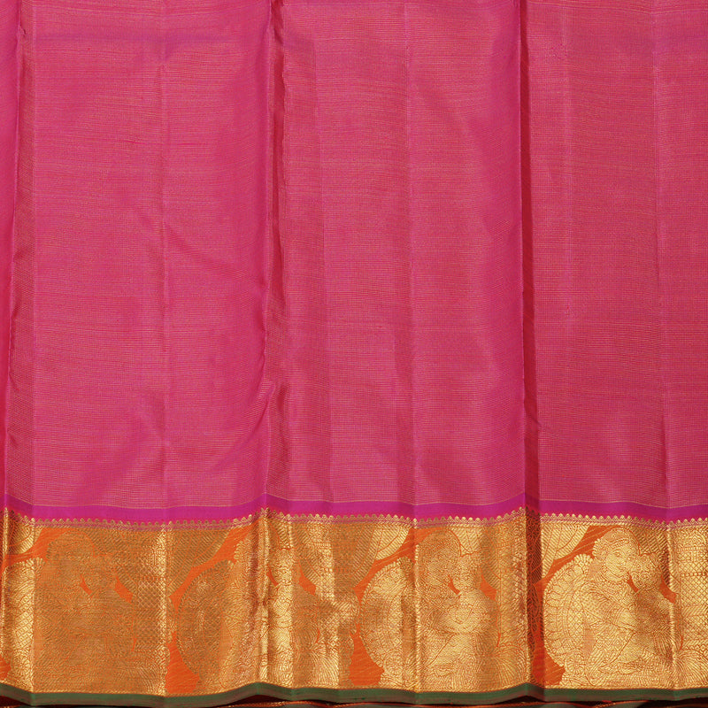 Hayagrivas Handloom Pink Kanjivaram Silk Saree with Orange Border BF1-SBS