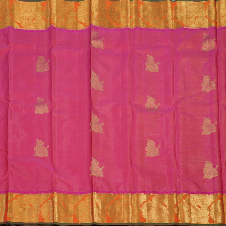 Hayagrivas Handloom Pink Kanjivaram Silk Saree with Orange Border BF1-SBS