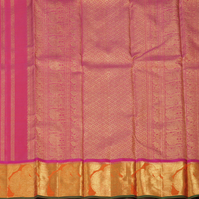 Hayagrivas Handloom Pink Kanjivaram Silk Saree with Orange Border BF1-SBS
