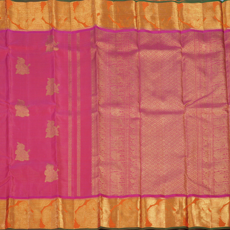 Hayagrivas Handloom Pink Kanjivaram Silk Saree with Orange Border BF1-SBS