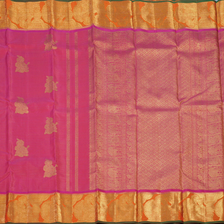 Hayagrivas Handloom Pink Kanjivaram Silk Saree with Orange Border BF1-SBS