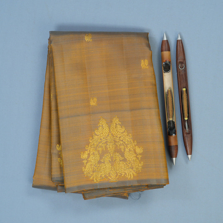 Hayagrivas Handloom Dual Tone (Gold & Grey) Kanjivaram Silk Saree BF10-SBS
