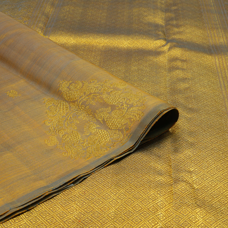 Hayagrivas Handloom Dual Tone (Gold & Grey) Kanjivaram Silk Saree BF10-SBS