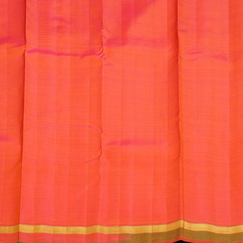 Hayagrivas Handloom Orange Kanjivaram Silk Saree with Pink Border BF100-SBS