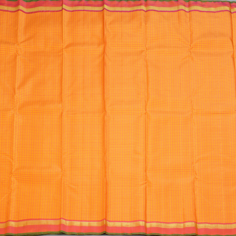 Hayagrivas Handloom Orange Kanjivaram Silk Saree with Pink Border BF100-SBS