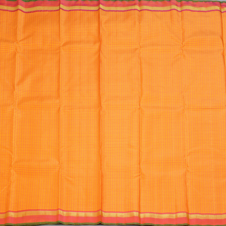 Hayagrivas Handloom Orange Kanjivaram Silk Saree with Pink Border BF100-SBS