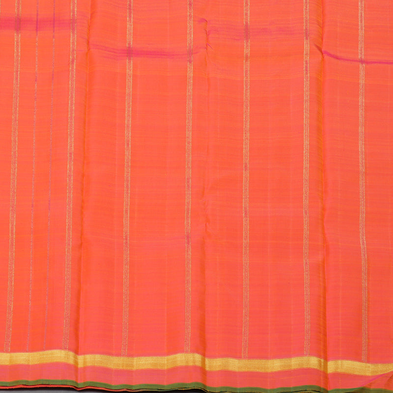 Hayagrivas Handloom Orange Kanjivaram Silk Saree with Pink Border BF100-SBS