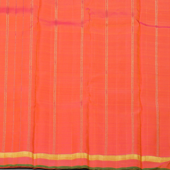 Hayagrivas Handloom Orange Kanjivaram Silk Saree with Pink Border BF100-SBS