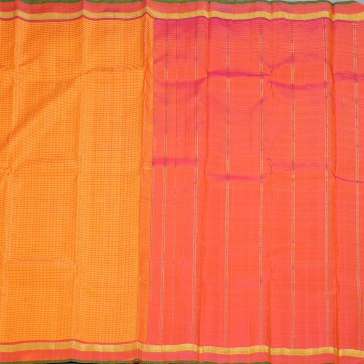 Hayagrivas Handloom Orange Kanjivaram Silk Saree with Pink Border BF100-SBS