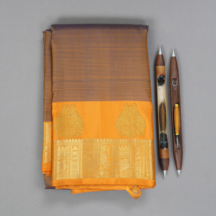 Hayagrivas Handloom Dual Tone (Brown & Purple) Kanjivaram Silk Saree BF103-SBS