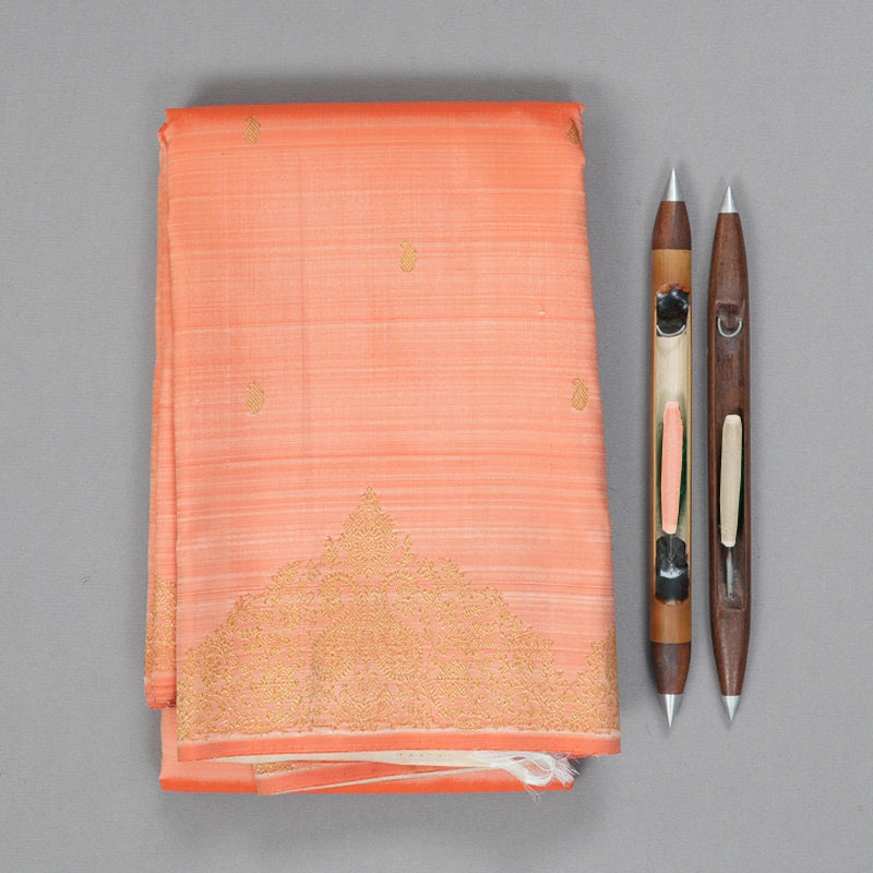 Hayagrivas Handloom Peach Orange Kanjivaram Silk Saree BF104-SBS