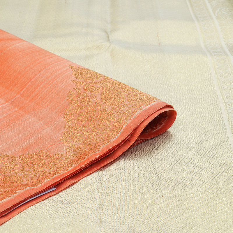 Hayagrivas Handloom Peach Orange Kanjivaram Silk Saree BF104-SBS