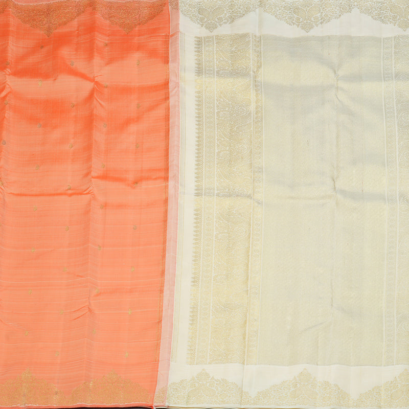 Hayagrivas Handloom Peach Orange Kanjivaram Silk Saree BF104-SBS