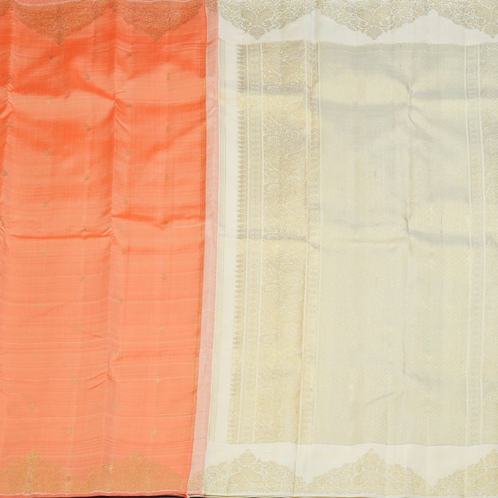 Hayagrivas Handloom Peach Orange Kanjivaram Silk Saree BF104-SBS