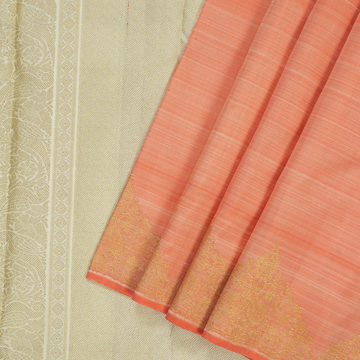 Hayagrivas Handloom Peach Orange Kanjivaram Silk Saree BF104-SBS