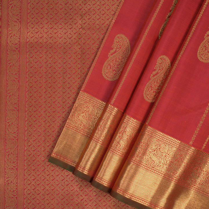 Hayagrivas Handloom Rust-Pink Kanjivaram Silk Saree BF106-SBS