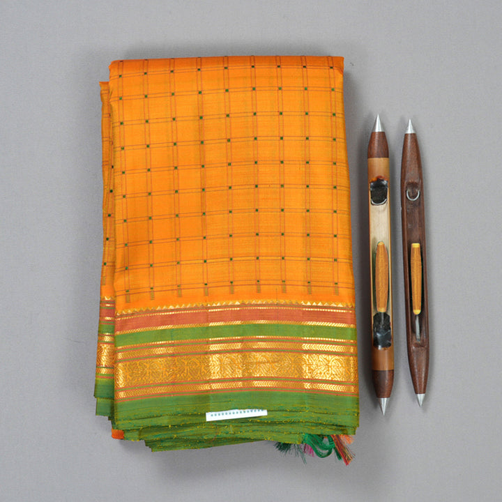 Hayagrivas Handloom Manjal Kanjivaram Silk Saree with Green Border BF109-SBS