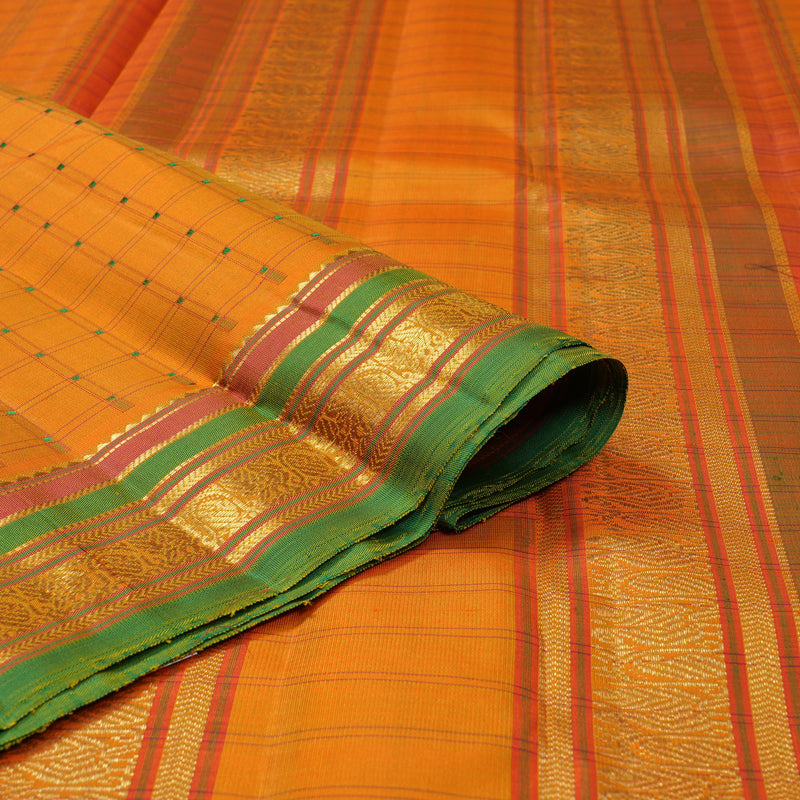 Hayagrivas Handloom Manjal Kanjivaram Silk Saree with Green Border BF109-SBS