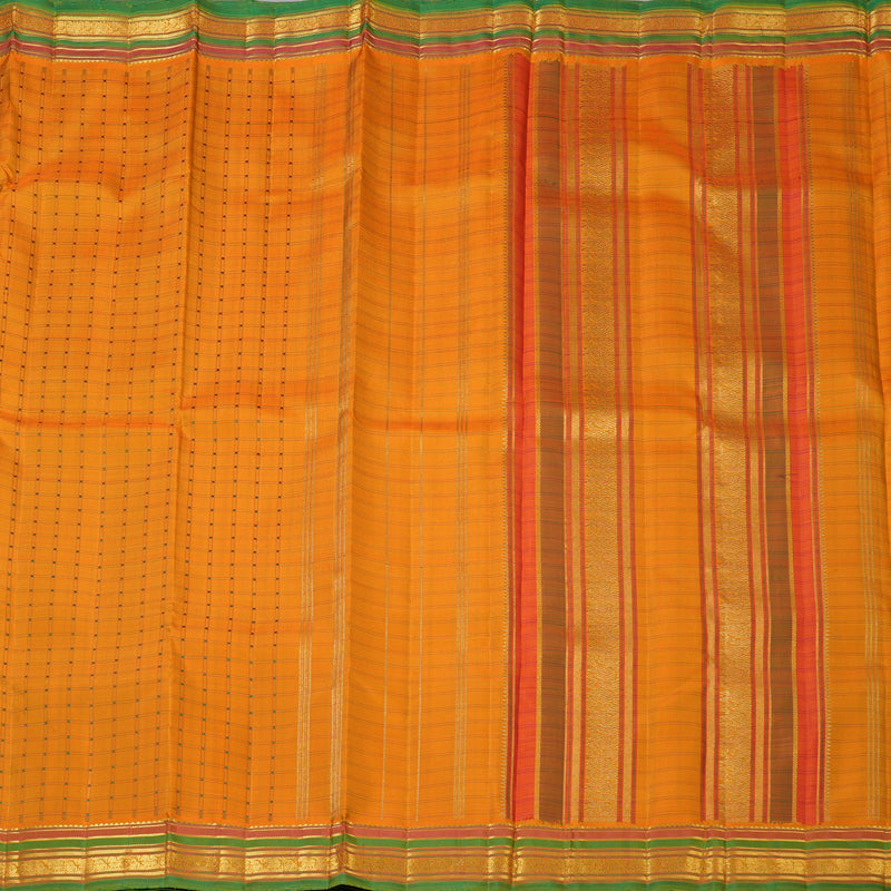 Hayagrivas Handloom Manjal Kanjivaram Silk Saree with Green Border BF109-SBS