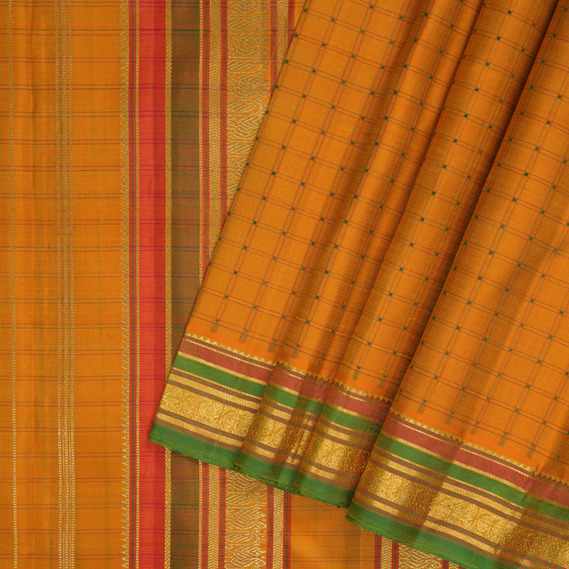 Hayagrivas Handloom Manjal Kanjivaram Silk Saree with Green Border BF109-SBS