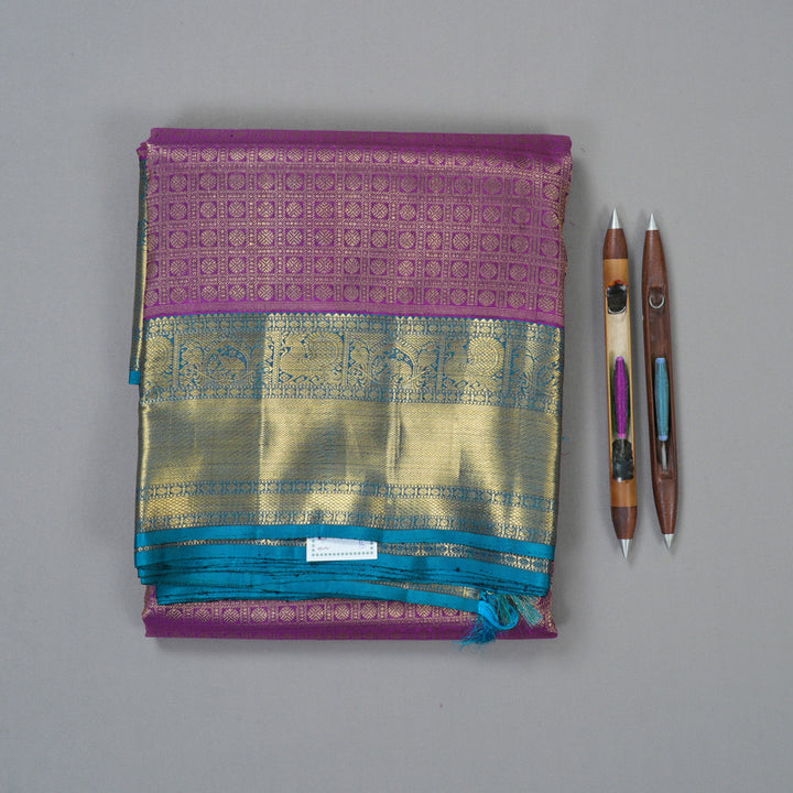 Hayagrivas Handloom Vadamalli Purple Ten Yards Silk Saree BF111-SBS
