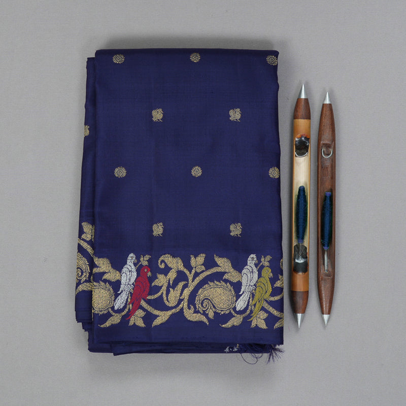 Hayagrivas Handloom Navy Blue Kanjivaram Silk Saree BF116-SBS