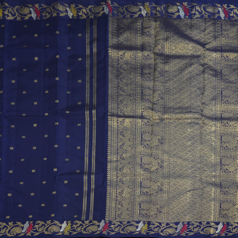 Hayagrivas Handloom Navy Blue Kanjivaram Silk Saree BF116-SBS