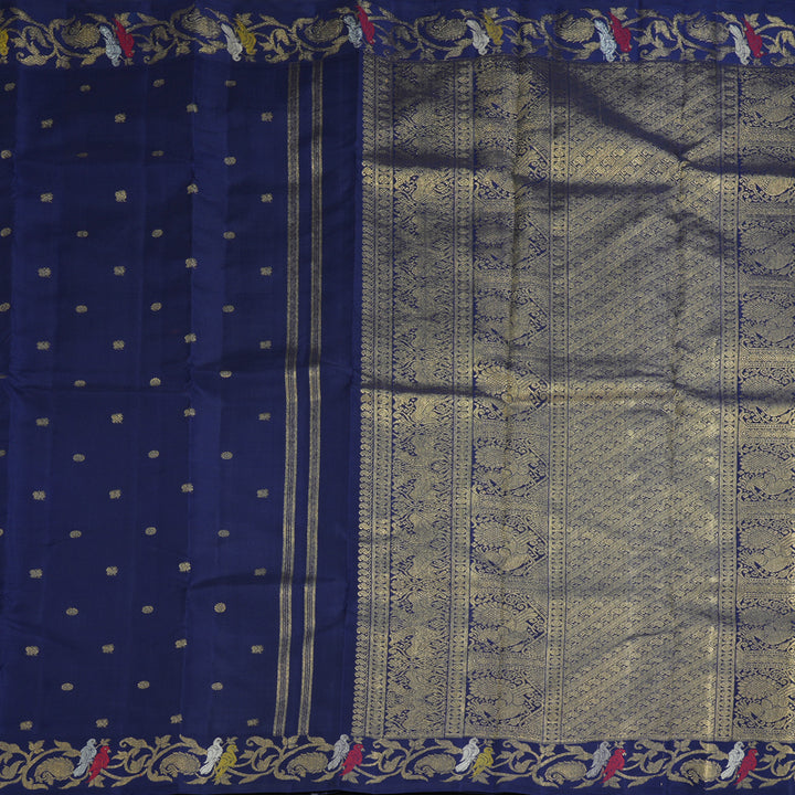 Hayagrivas Handloom Navy Blue Kanjivaram Silk Saree BF116-SBS
