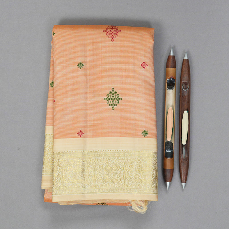 Hayagrivas Handloom Mild Peach Kanjivaram Silk Saree with Sandal Border BF117-SBS