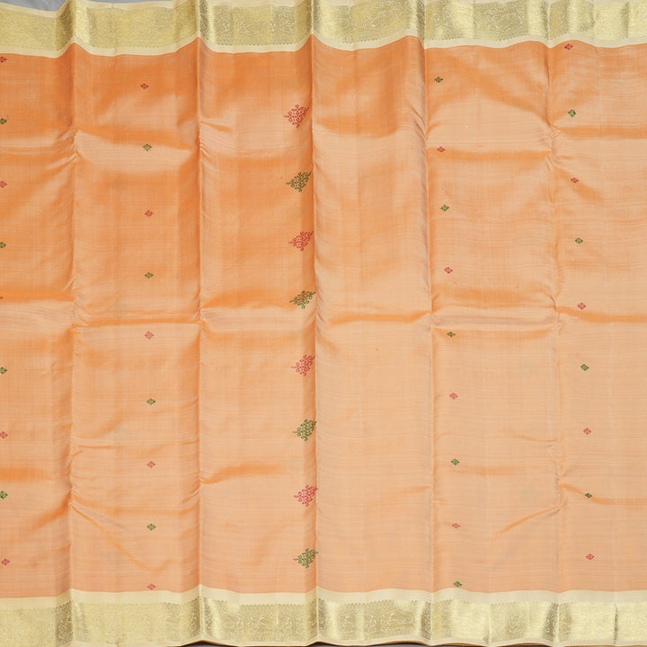 Hayagrivas Handloom Mild Peach Kanjivaram Silk Saree with Sandal Border BF117-SBS