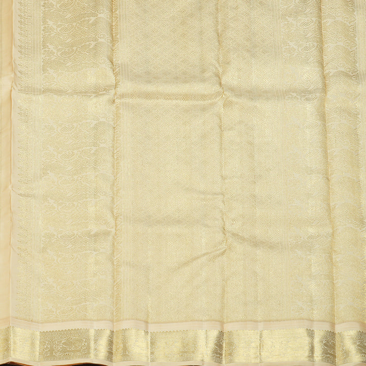 Hayagrivas Handloom Mild Peach Kanjivaram Silk Saree with Sandal Border BF117-SBS