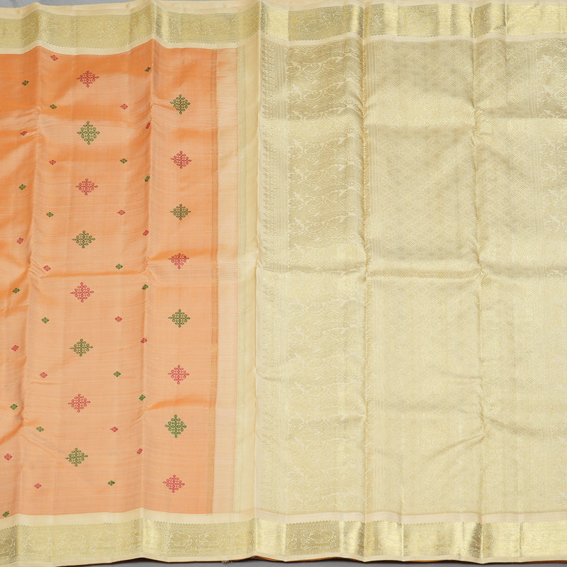 Hayagrivas Handloom Mild Peach Kanjivaram Silk Saree with Sandal Border BF117-SBS