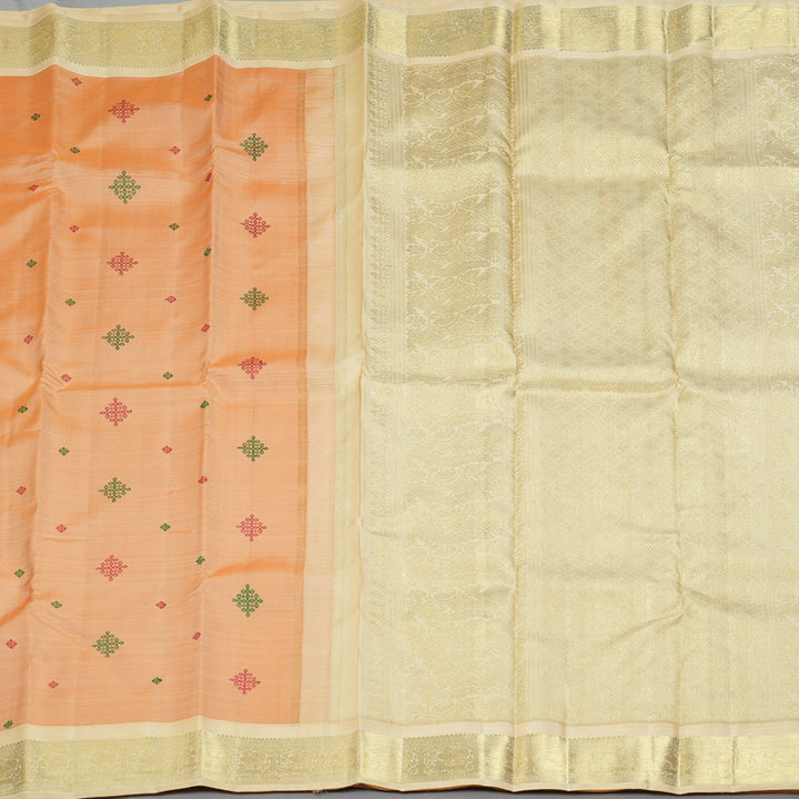 Hayagrivas Handloom Mild Peach Kanjivaram Silk Saree with Sandal Border BF117-SBS