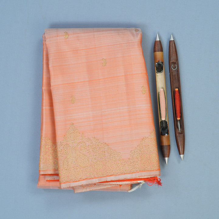 Hayagrivas Handloom Peach Orange Kanjivaram Silk Saree BF12-SBS
