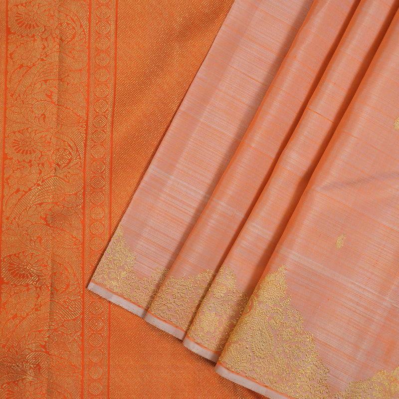 Hayagrivas Handloom Peach Orange Kanjivaram Silk Saree BF12-SBS