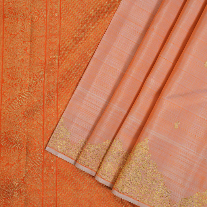 Hayagrivas Handloom Peach Orange Kanjivaram Silk Saree BF12-SBS