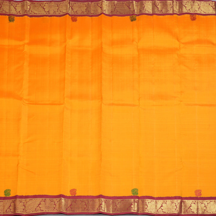 Hayagrivas Handloom Mambazham Orange Kanjivaram Silk Saree with Maroon Border BF120-SBS